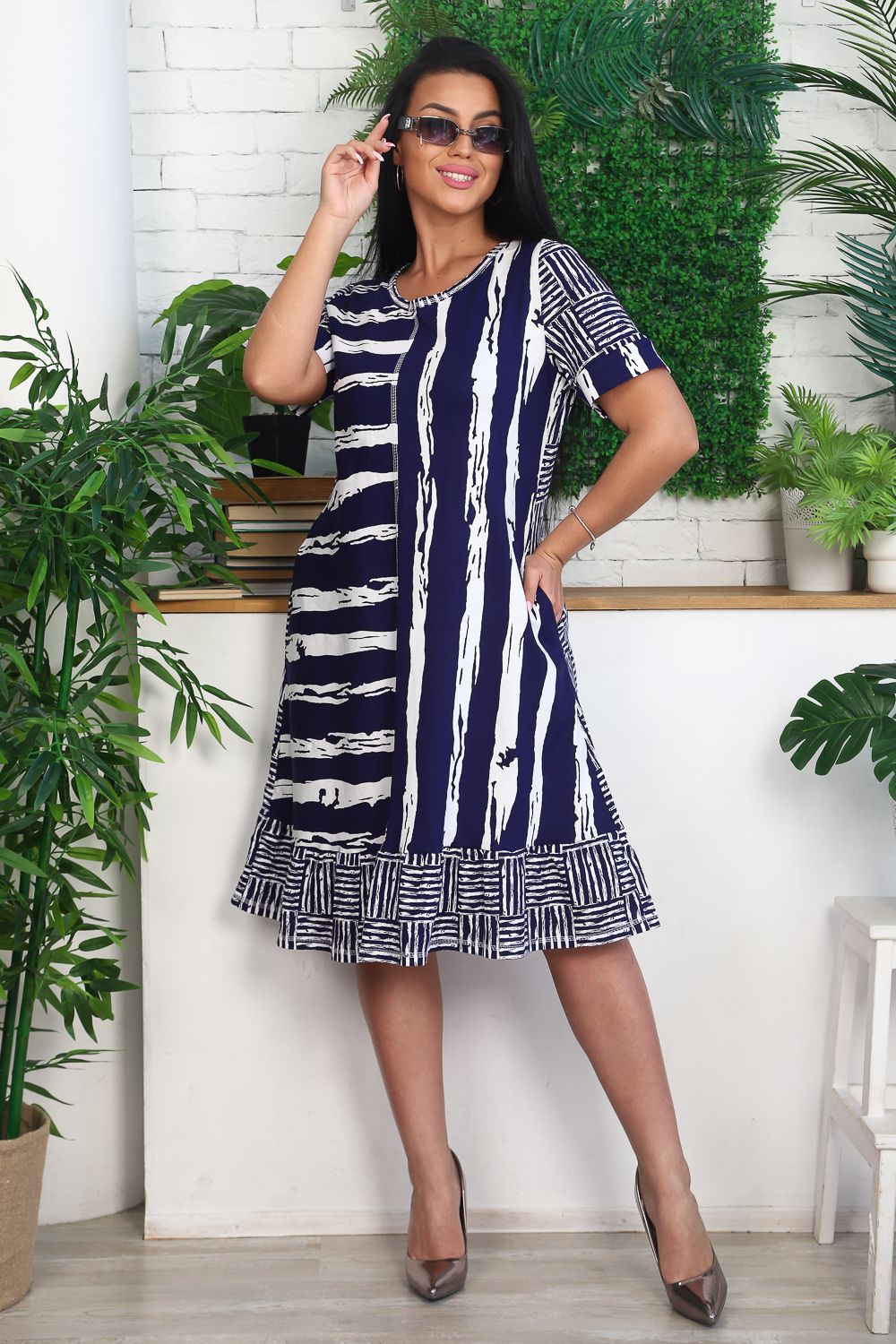 Платье 9121 - полоса + клетка