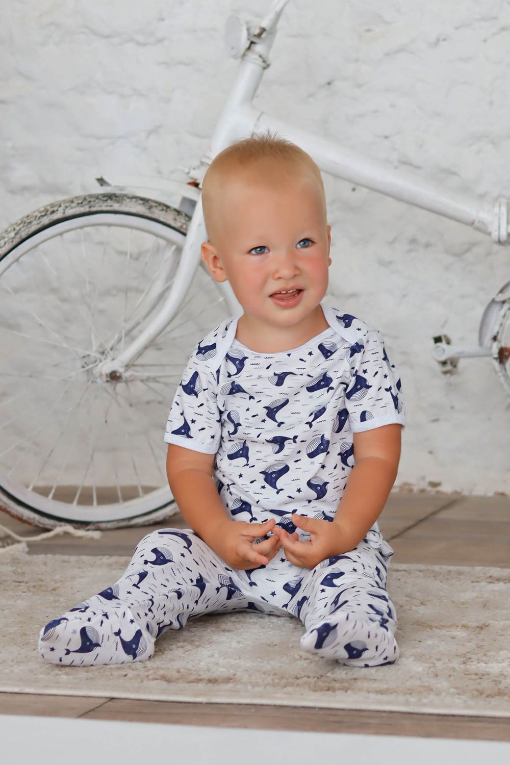 Кофточка лодочка с кор рукавом Кашалоты арт. КФ-03/кашалоты