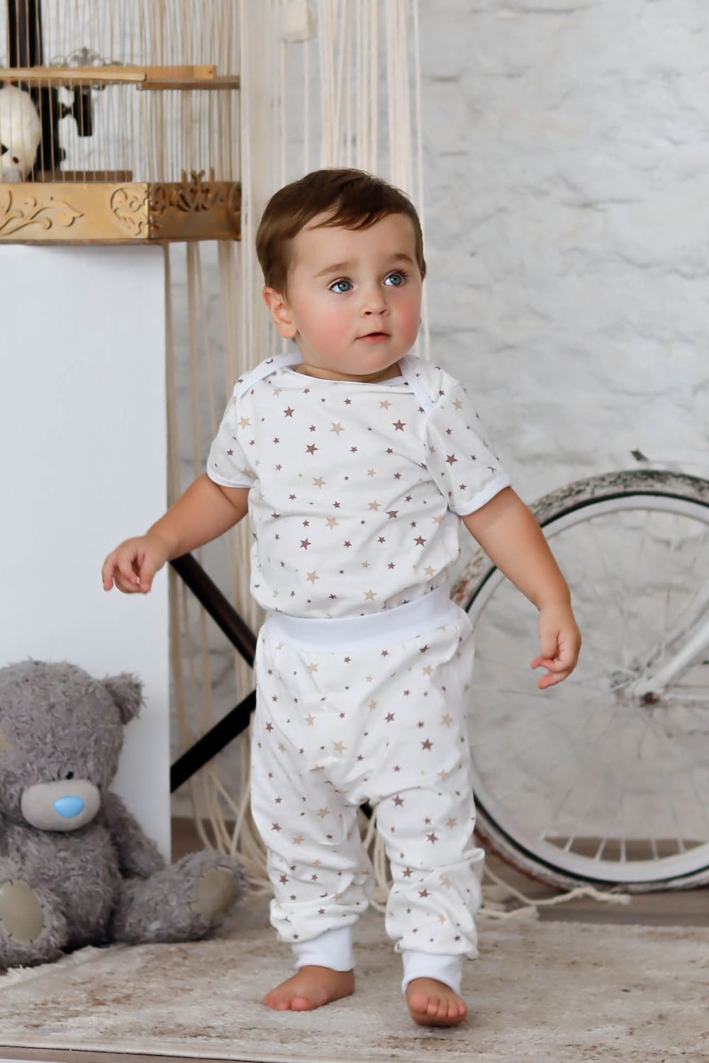 Кофточка лодочка с кор. рукавом Звездочки арт.КФ-03/звездочки