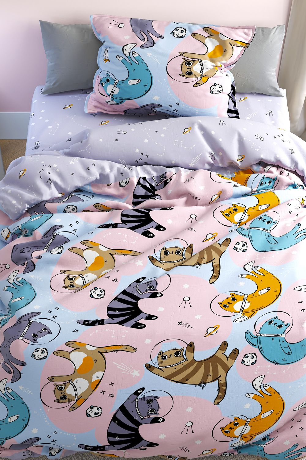 КПБ Павлайн FreeDom бязь Коты в Космосе, 1,5 сп