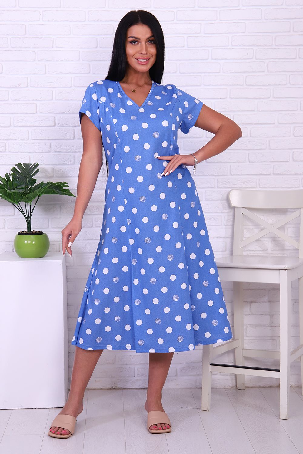 Платье 6752 - голубой горох