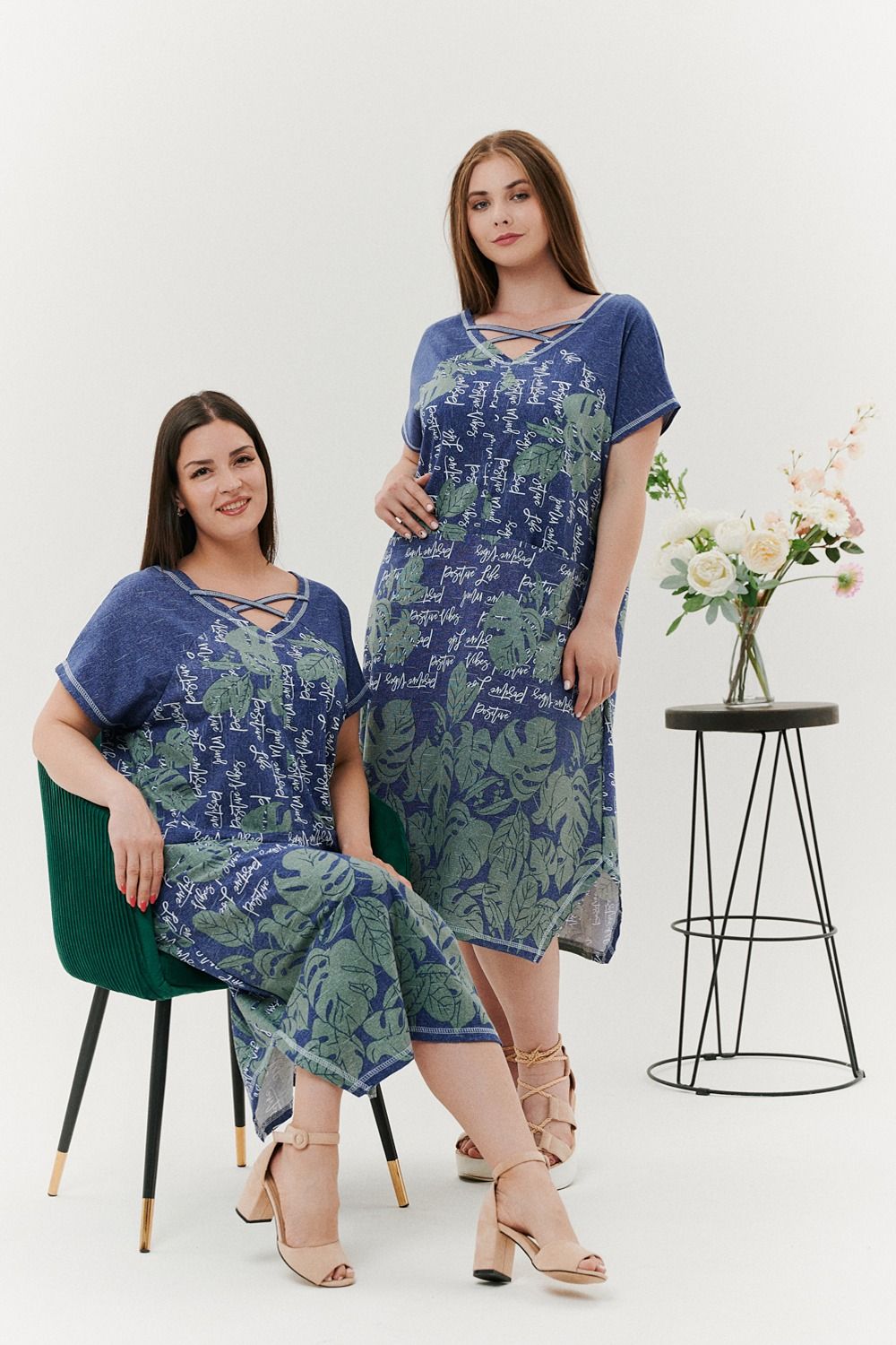 Платье 9137 - монстеры зеленые