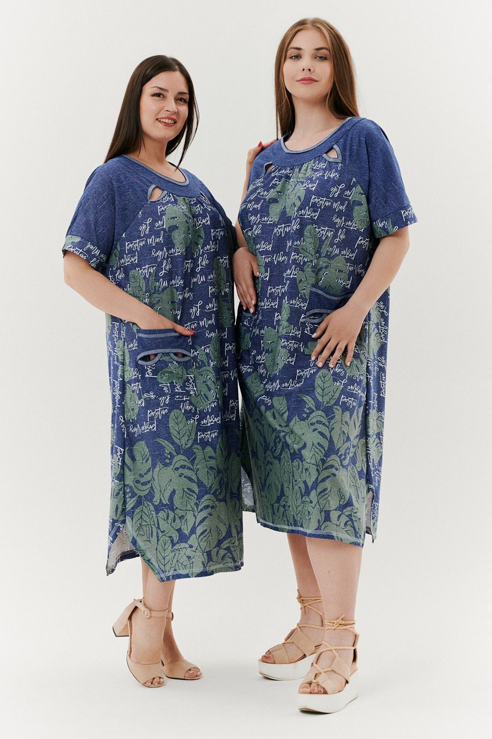 Платье 9136 - монстеры зеленые