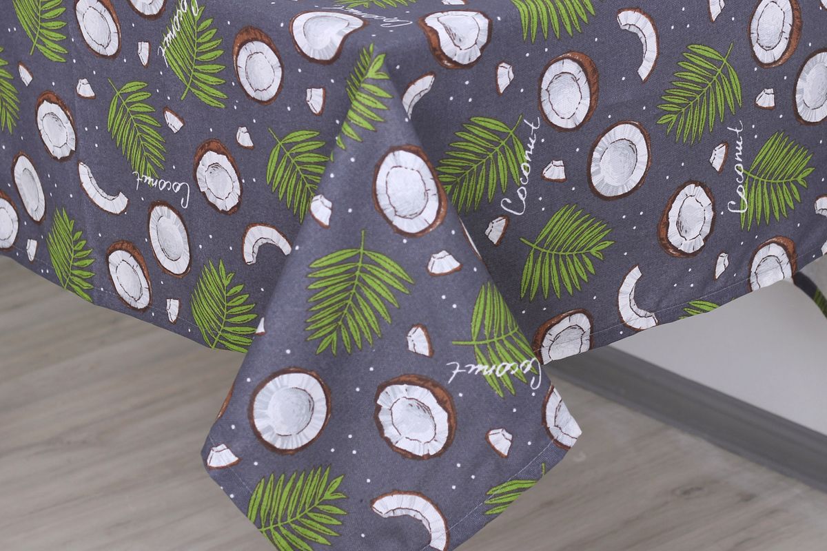 Скатерть декоративная Радушная хозяйка, 145*145см, арт. 2120 - кокосы серый