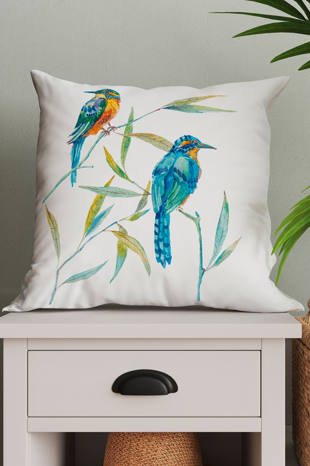 Подушка декоративная, ткань смесовая, Дивные птицы, арт 4052