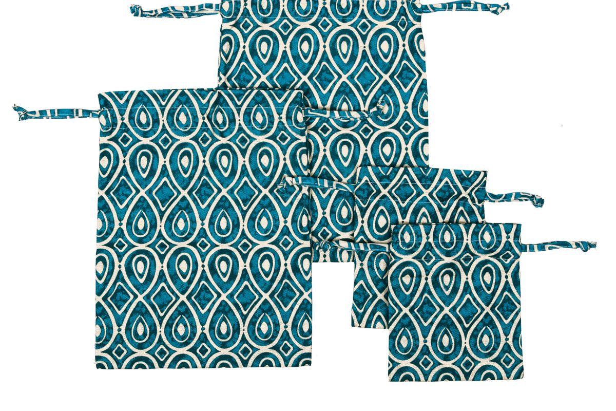 Набор мешочков для хранения Радушная хозяйка, арт 2185 - орнамент син