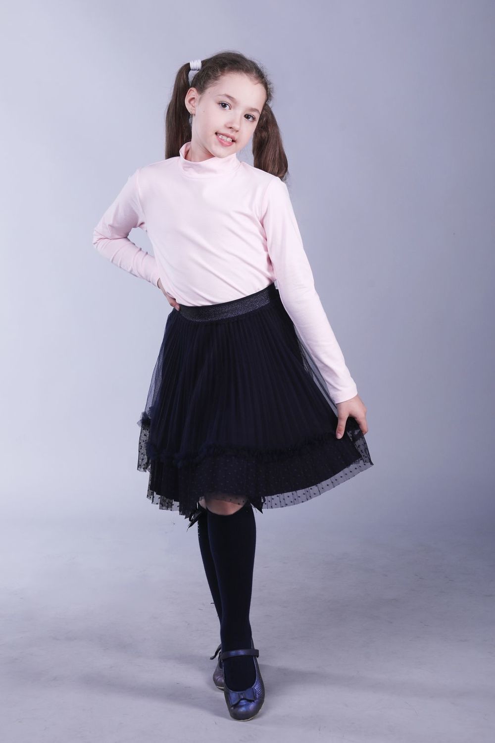 Свитер (водолазка) для девочки 614 - нежно-розовый