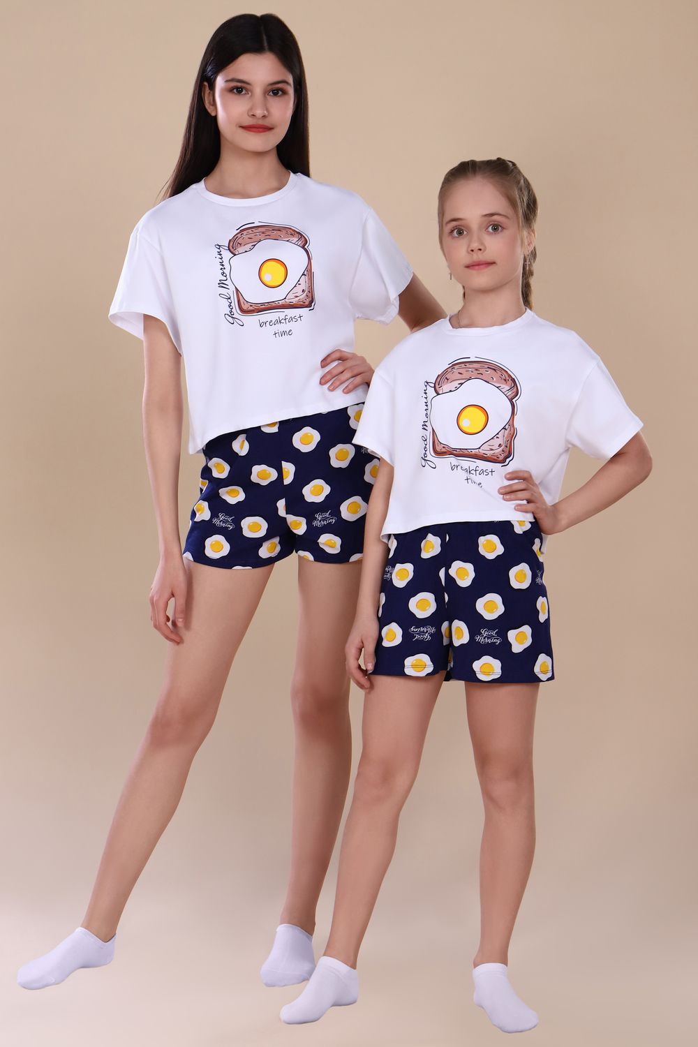 Пижама для девочки Яичница арт. ПД-019-036 - белый