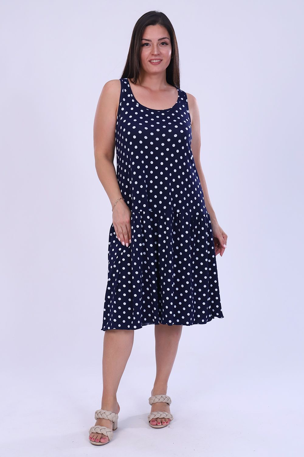 Сарафан 47097 - синий горох