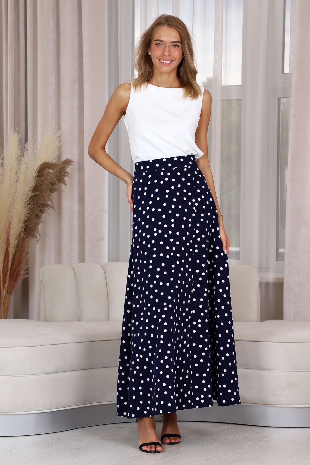 Юбка Ю030 - синий, белый