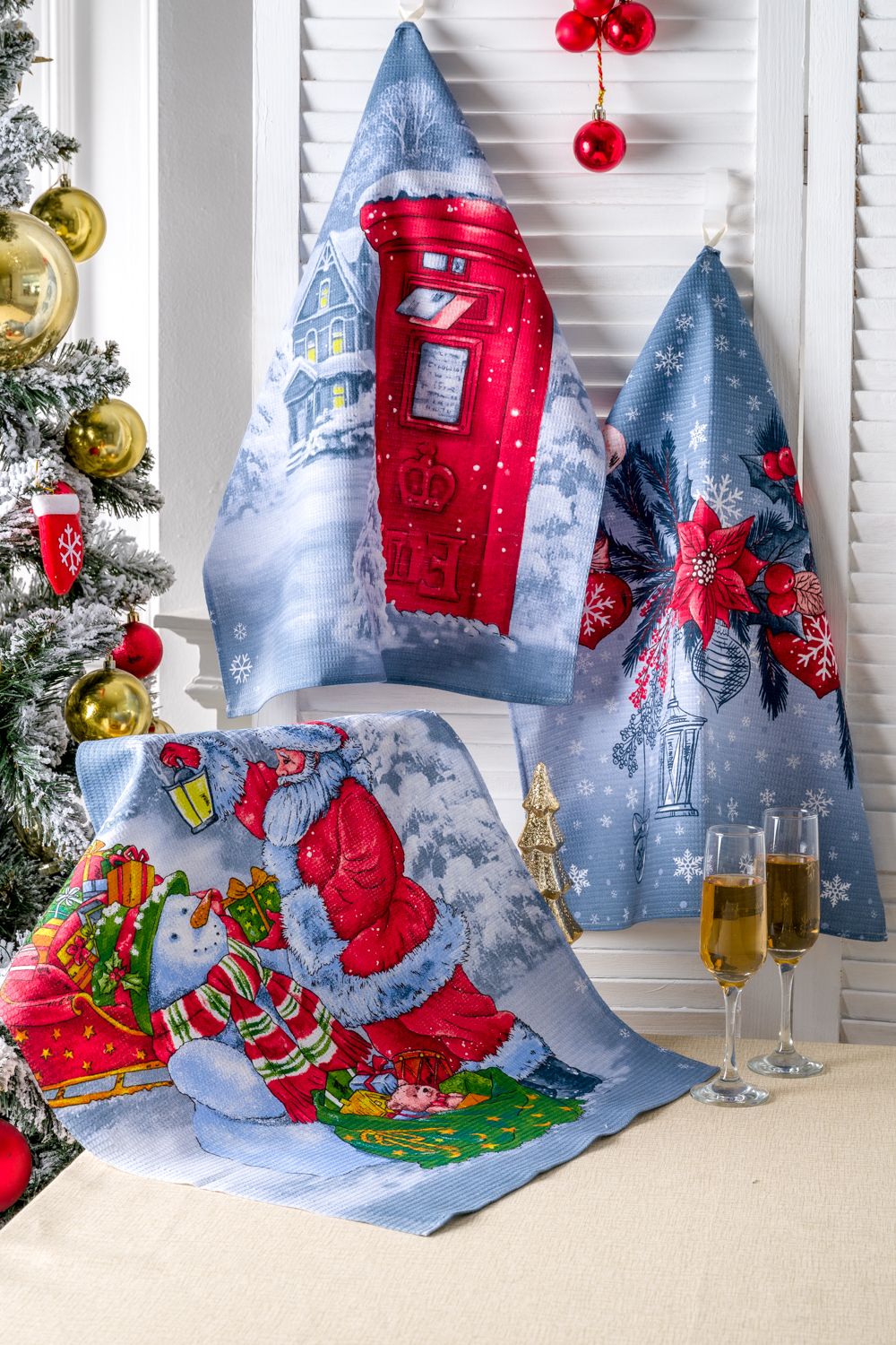 Набор полотенец Санта Клаус - зеленый