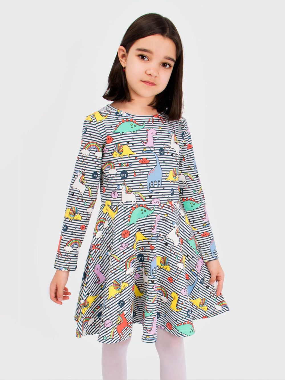 Платье трикотажное для девочки SP5915-25 - комбинированный