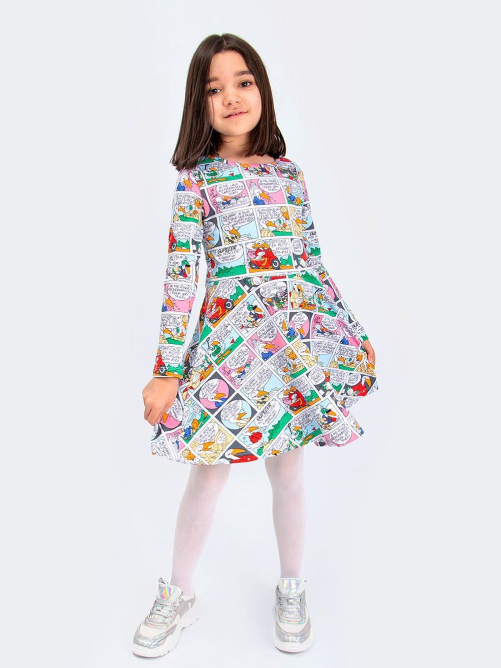 Платье трикотажное для девочки SP5915-26 - комбинированный