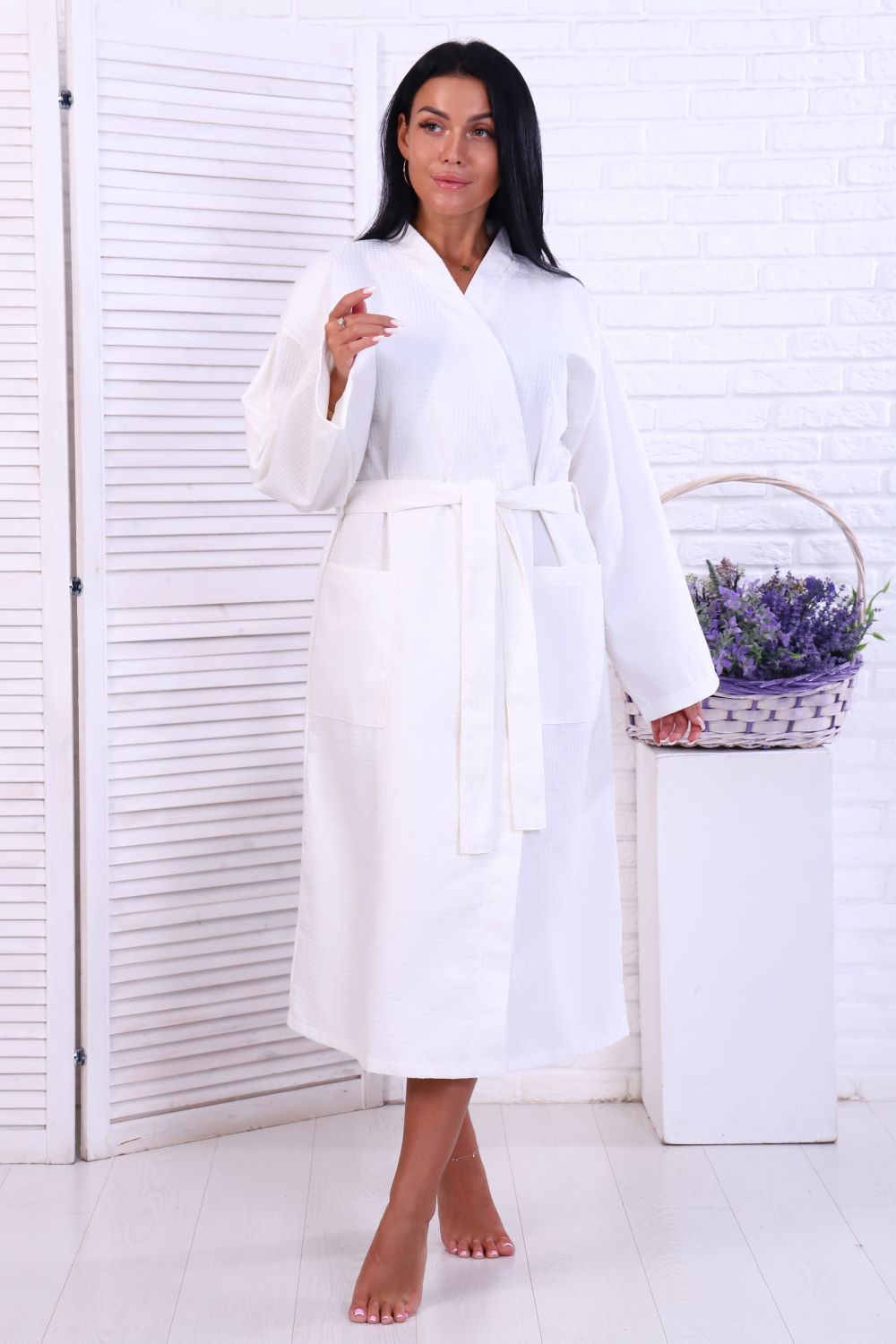 Халат отельный дл.кимоно дл.рукав ВДК-ДР-225-7*7 - белый