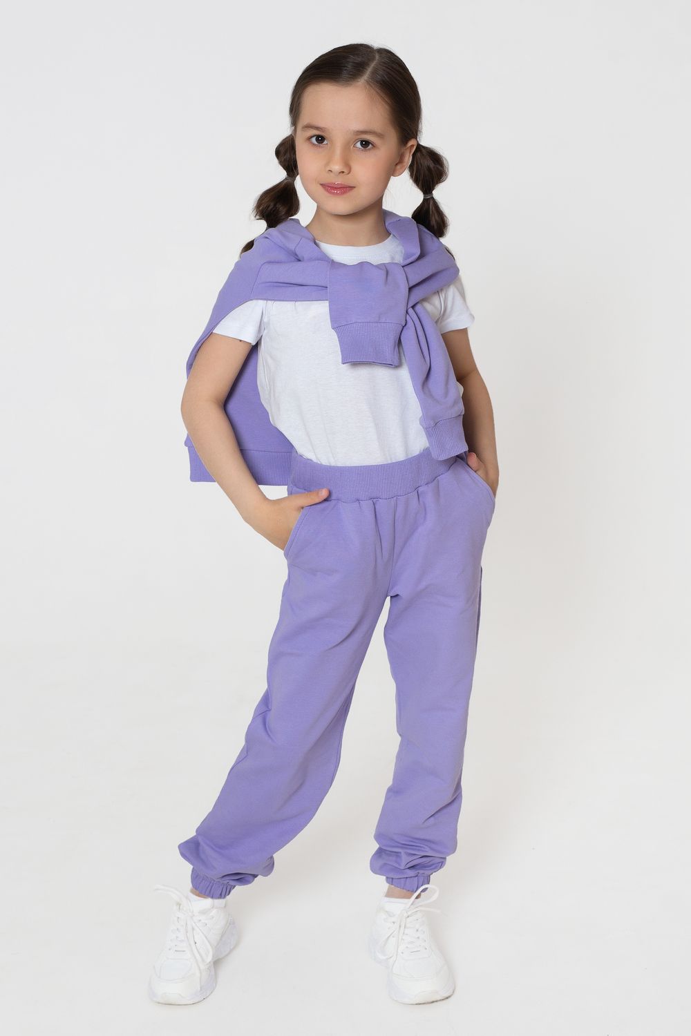 Брюки детские оверсайз футер - лиловый