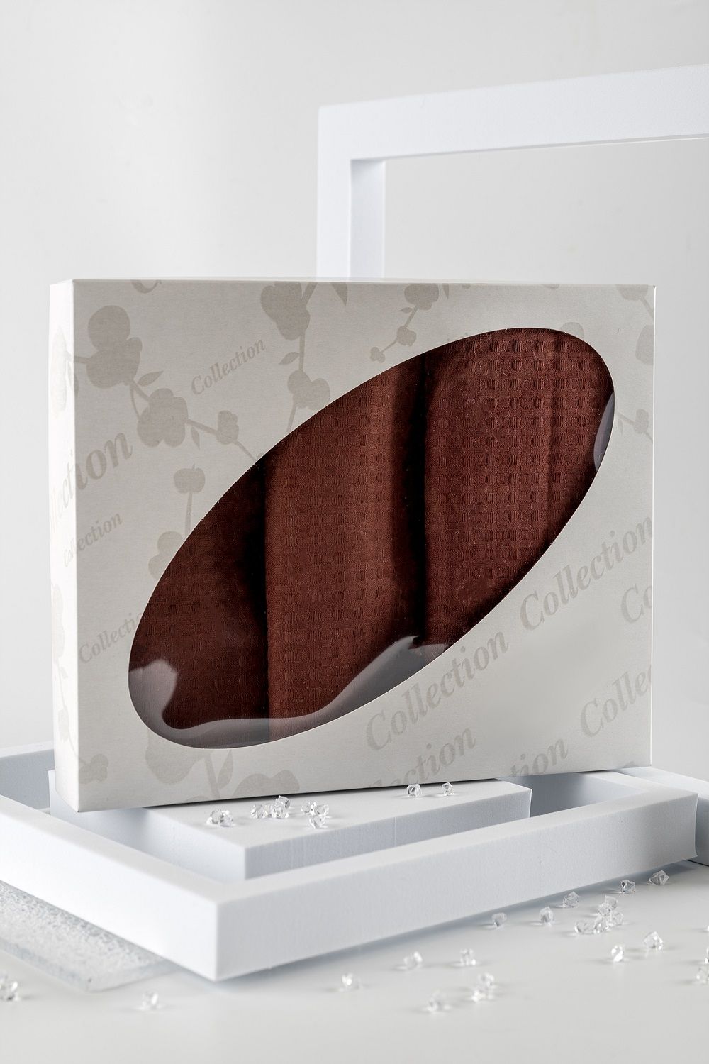 Набор вафельных полотенец в подарочном коробе - шоколад