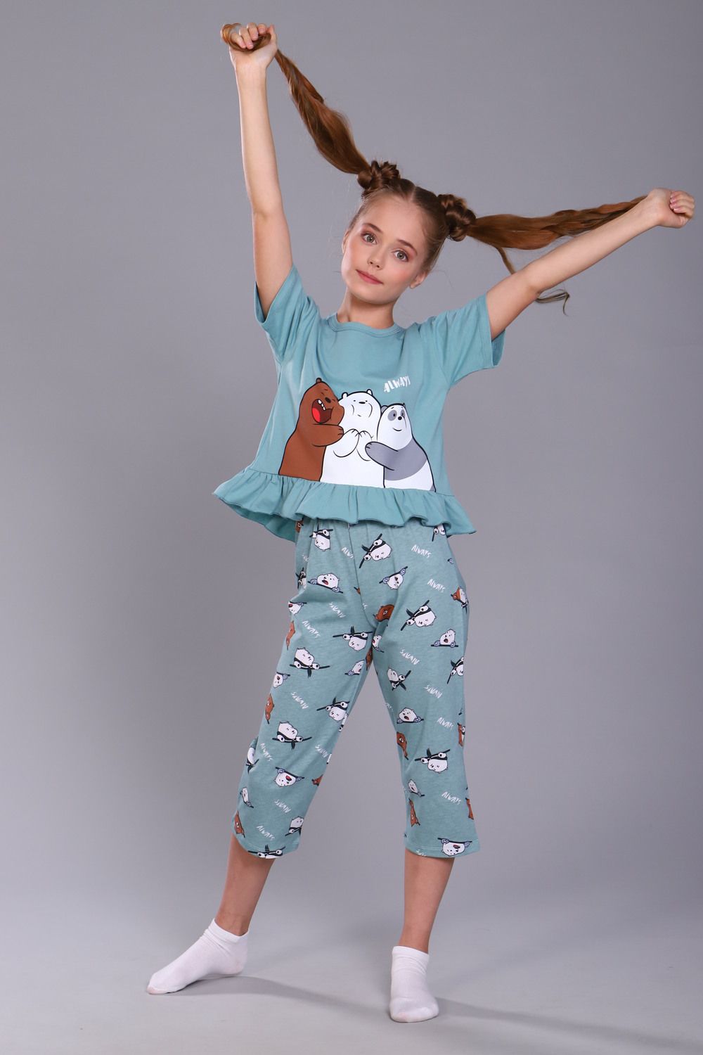 Пижама для девочки Три медведя арт. ПД-021-047 - бирюза