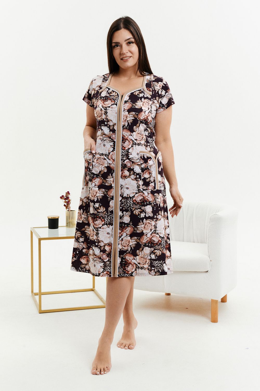 Халат 39019 - темно-коричневый