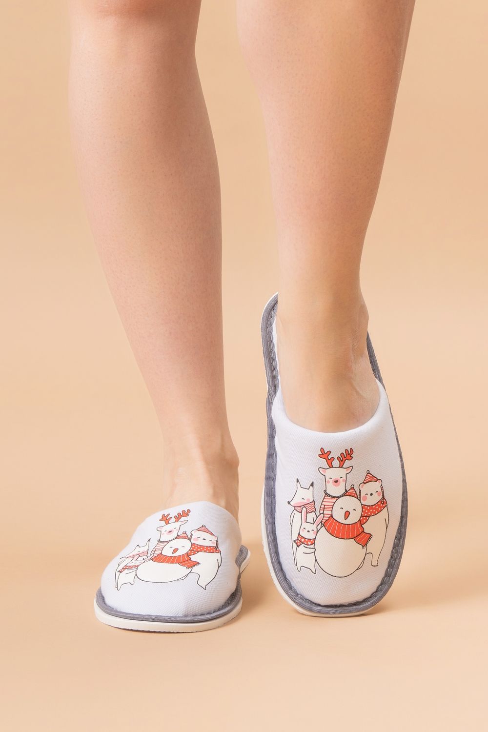 Тапочки домашние С-6ЖМ(пч)-МР - зверье/белый