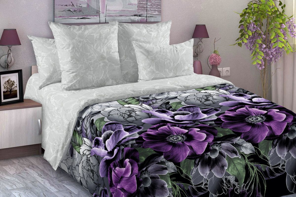 Постельное белье Тишина ночи 1, Перкаль - фиолетовый