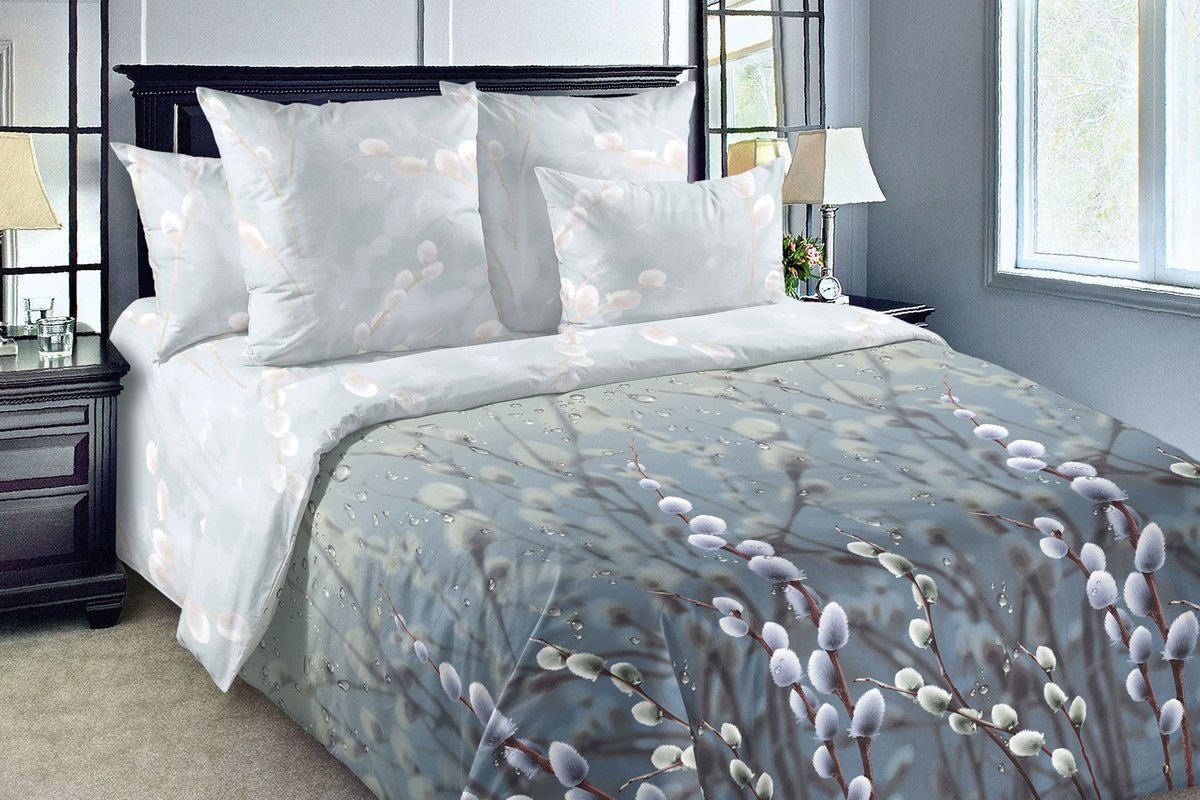 Постельное белье Весенняя капель 1, Перкаль - зеленый