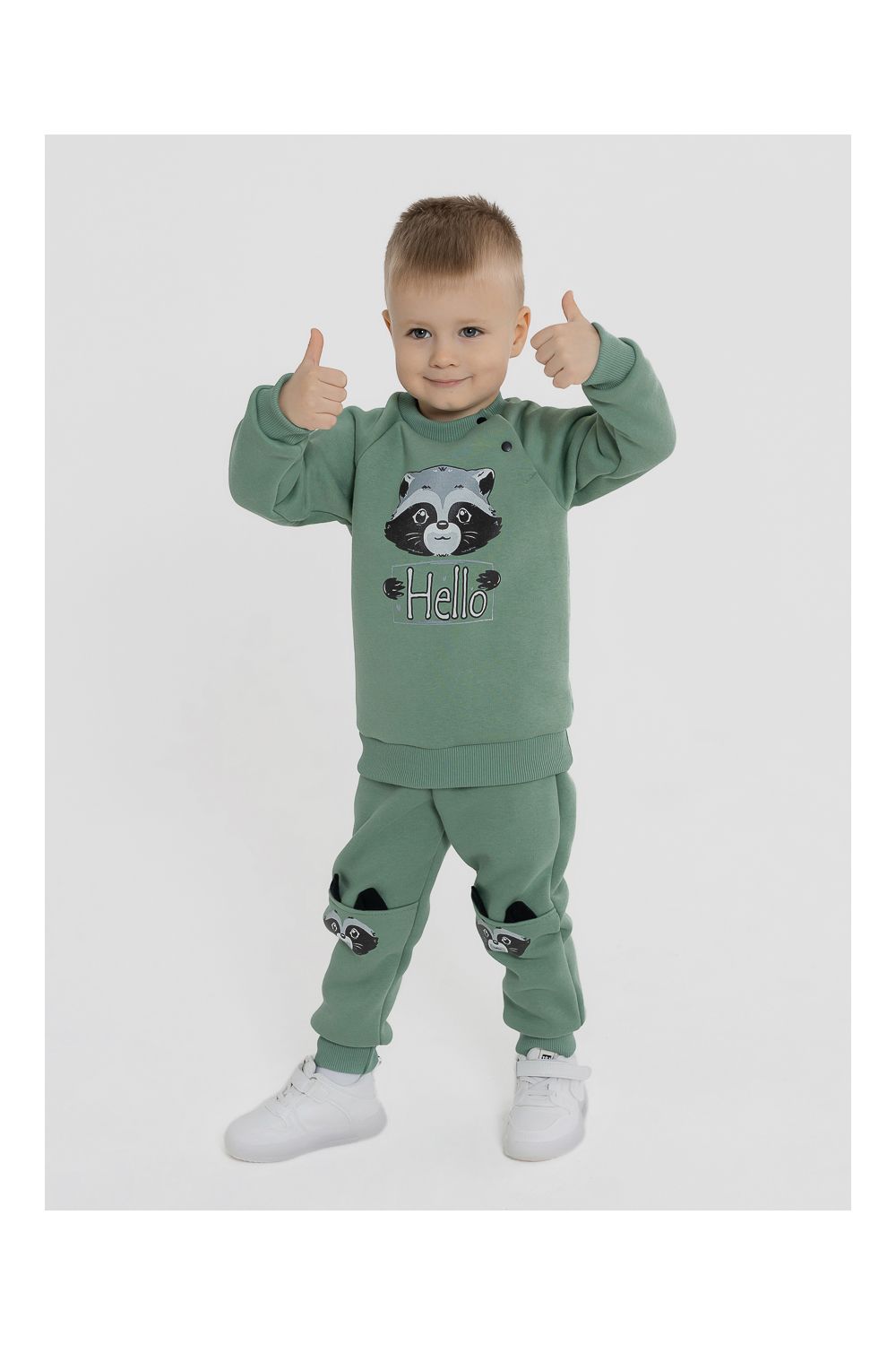 Толстовка футер начёс Енот 10903 - зеленый гранит