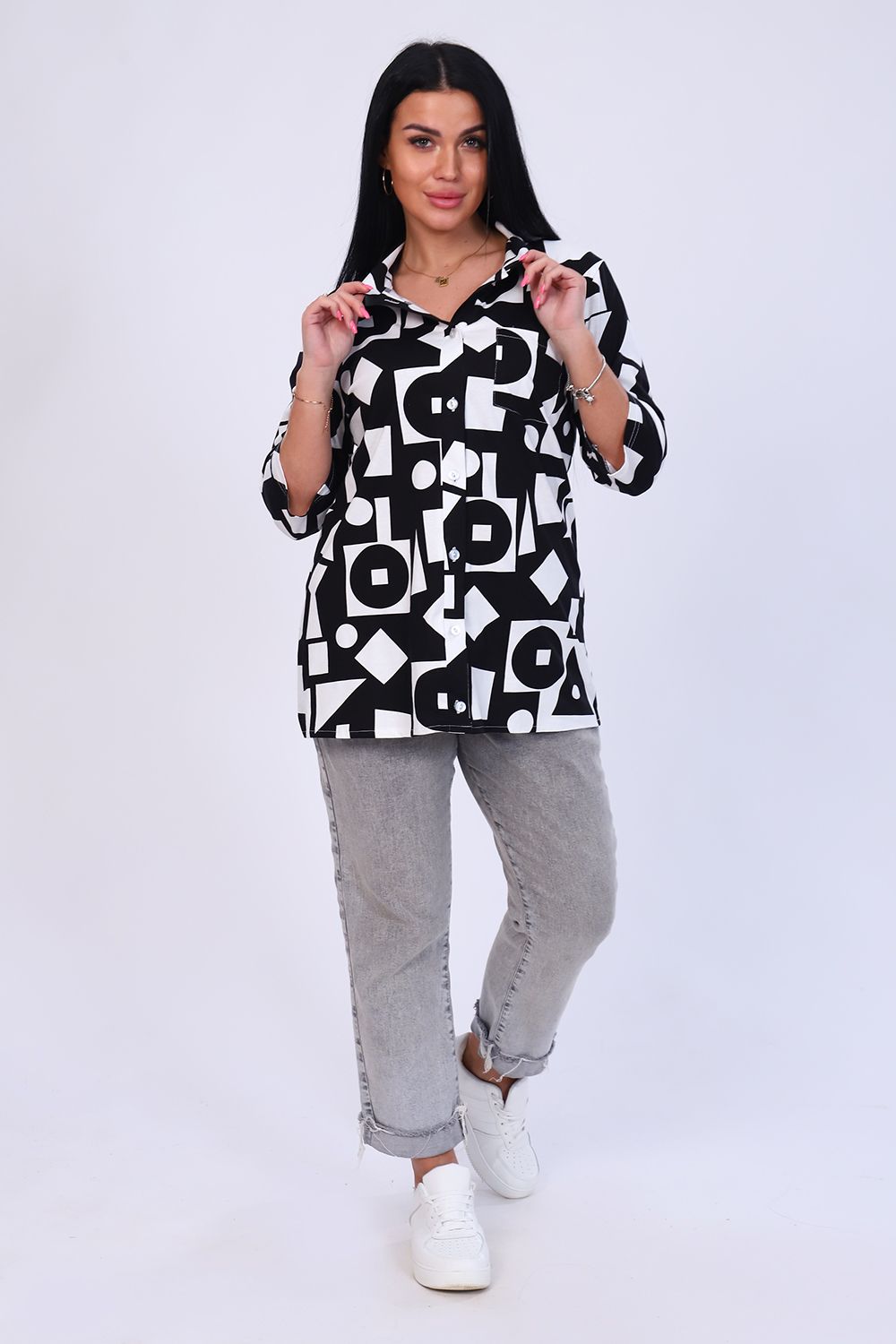 Туника 11785 - черно-белый