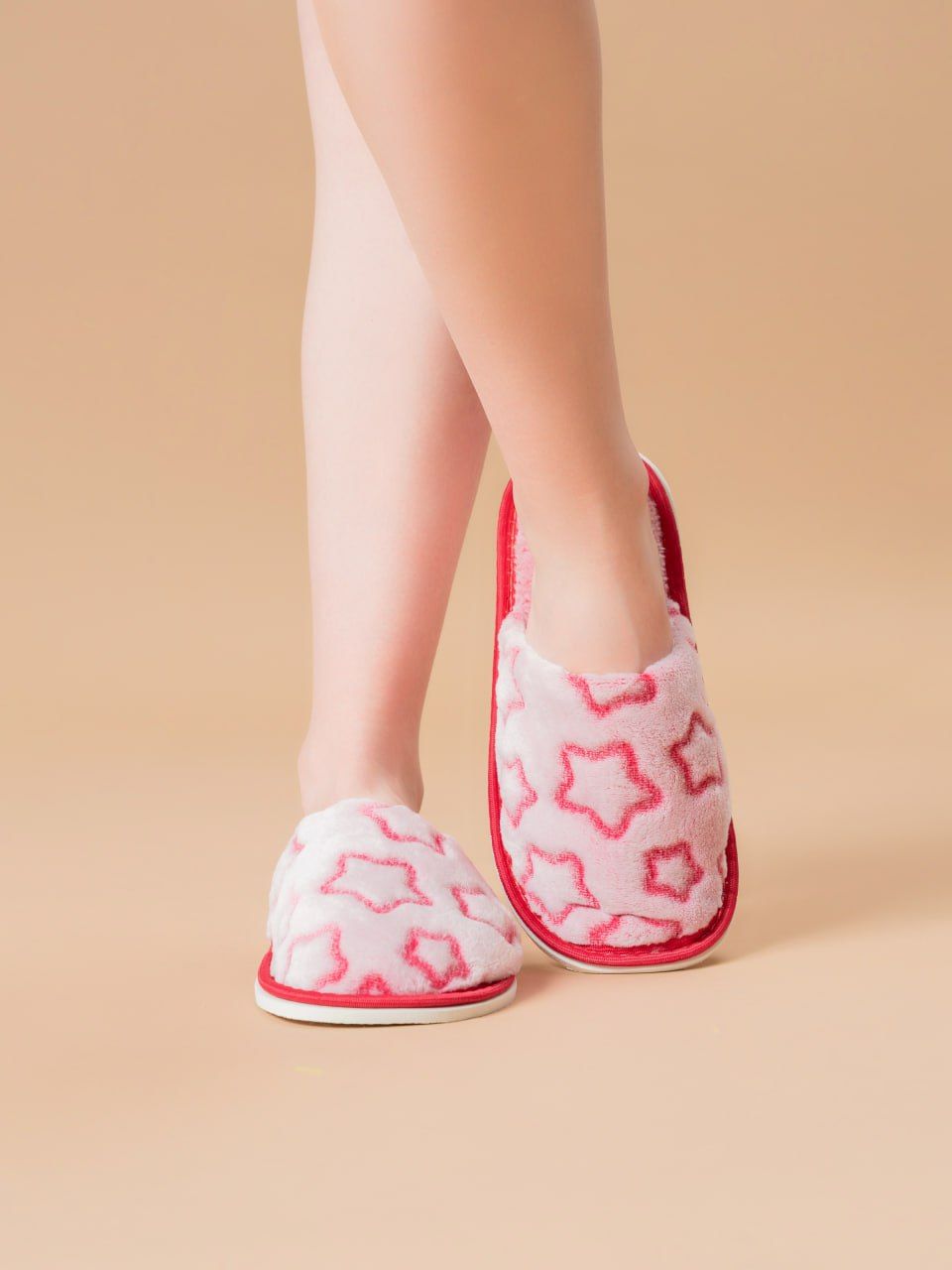 Тапочки домашние С-6ЖВТ-МР - звезды/бордовый