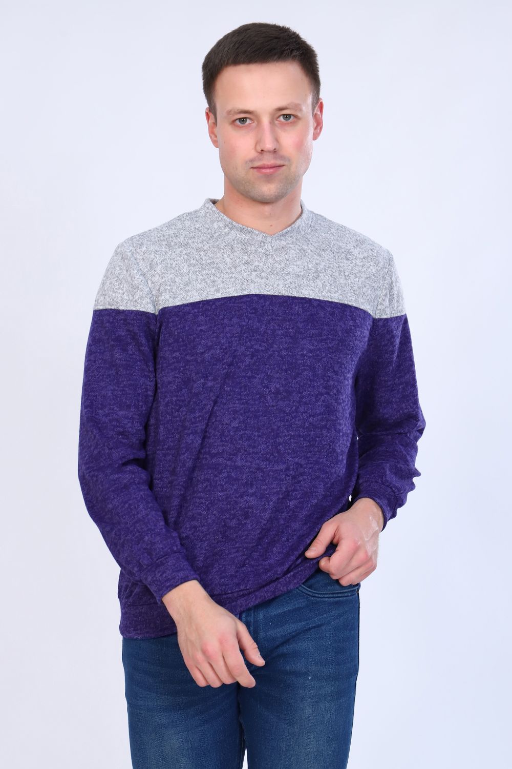 Джемпер 52243 - серо-синий