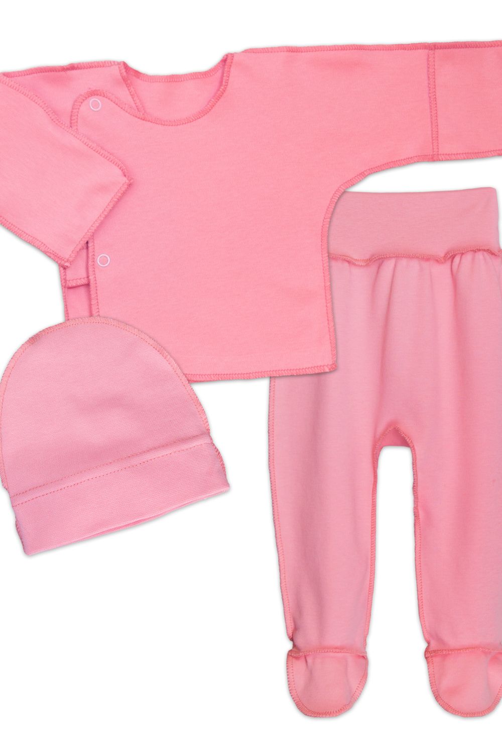 Комплект для новорожденных (распашонка, шапочка, ползунки) 4299 - розовый