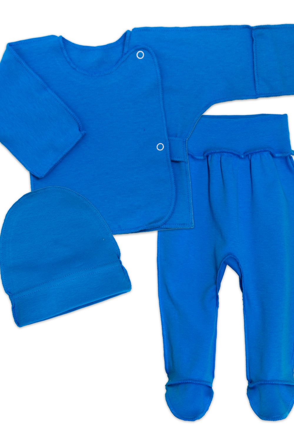 Комплект для новорожденных (распашонка, шапочка, ползунки) 4299 - синий