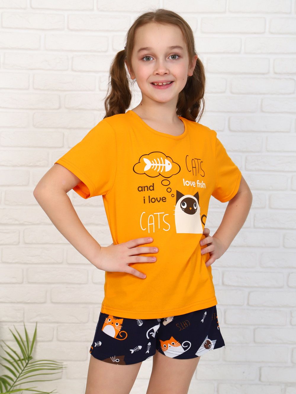Пижама Компот печать для девочки - мечта кота