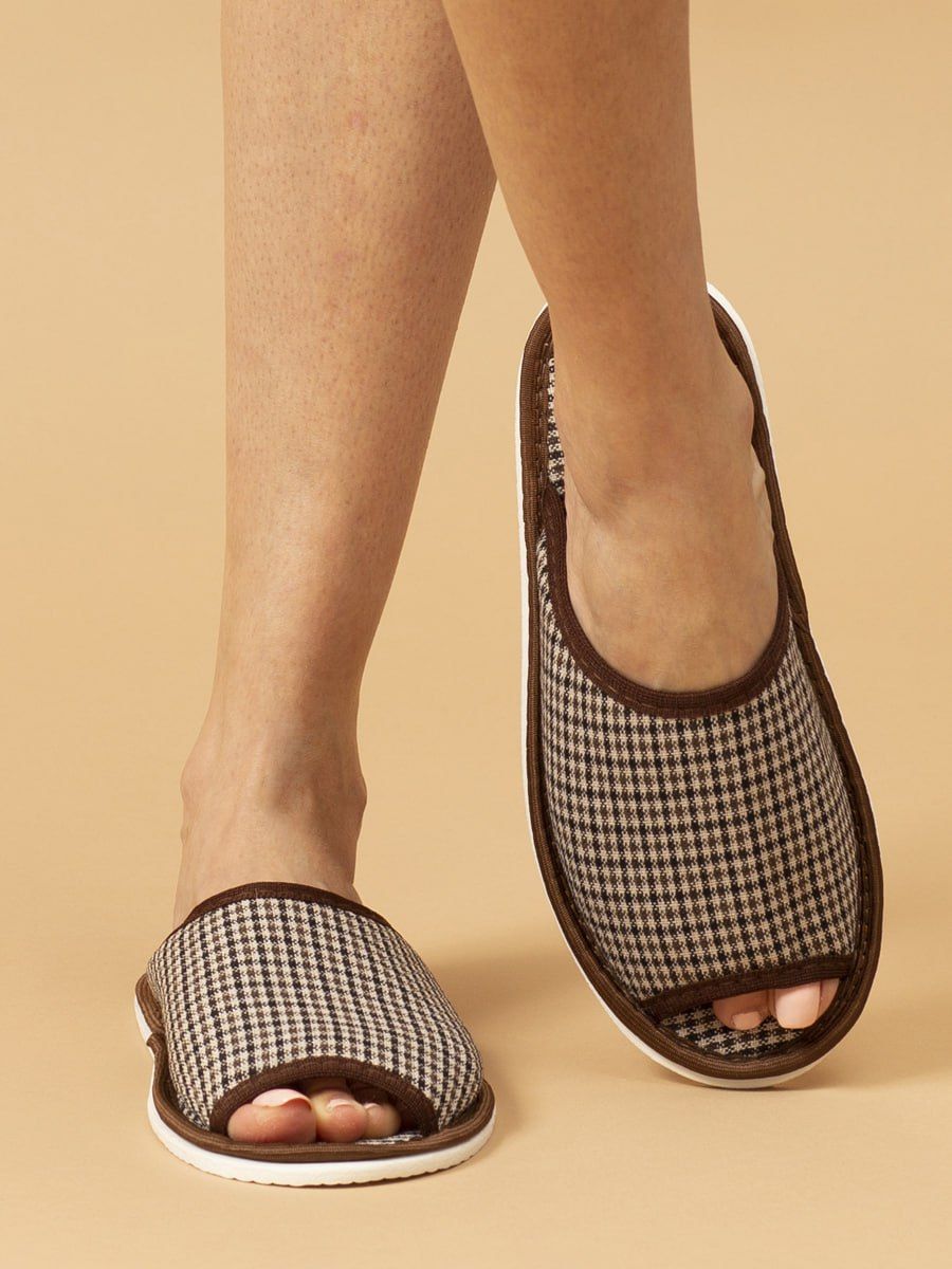 Тапочки домашние С-6ЖШО-МР - коричневый/клетка