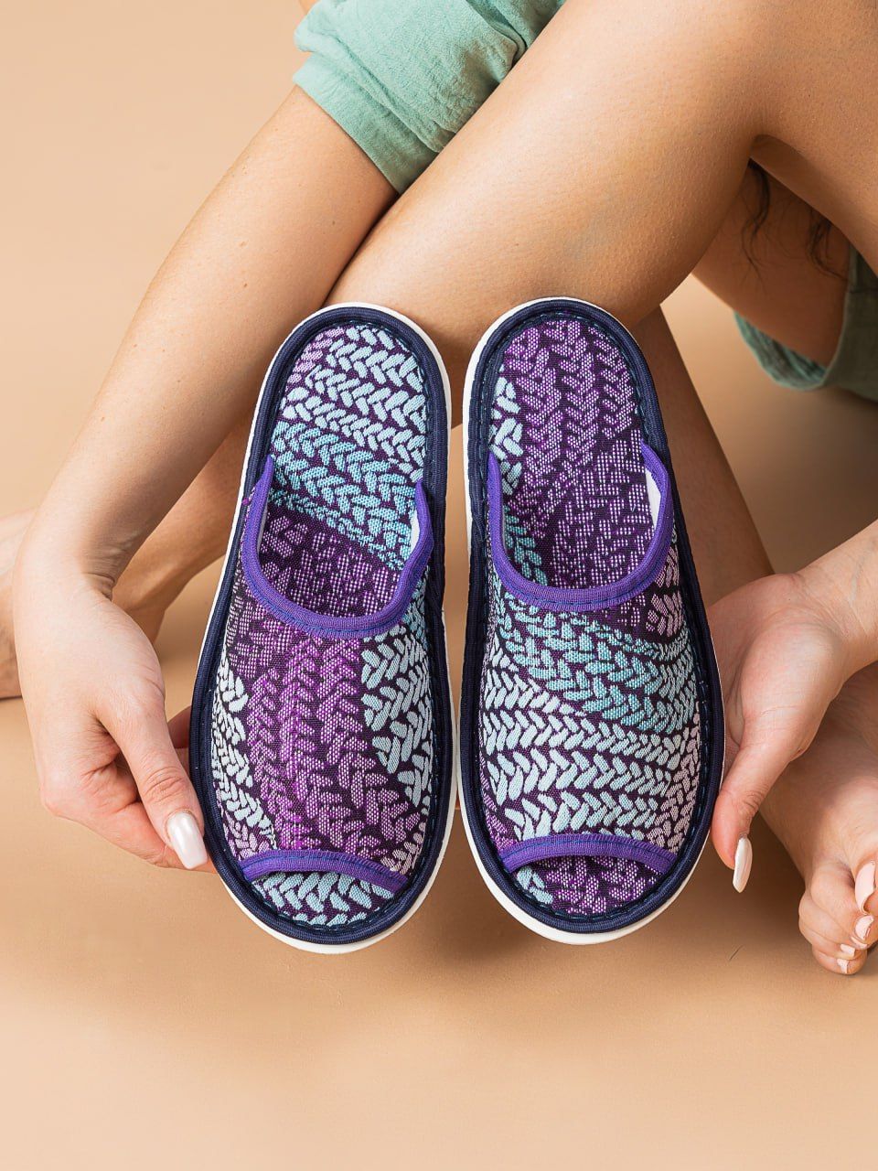 Тапочки домашние С-6ЖШО-МР - косички/фиолетовый
