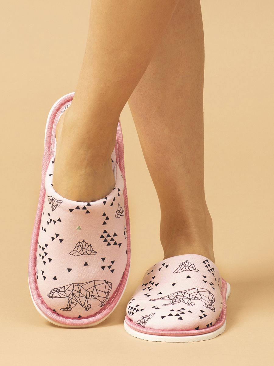 Тапочки домашние С-6ЖМ-МР - медведи/розовый