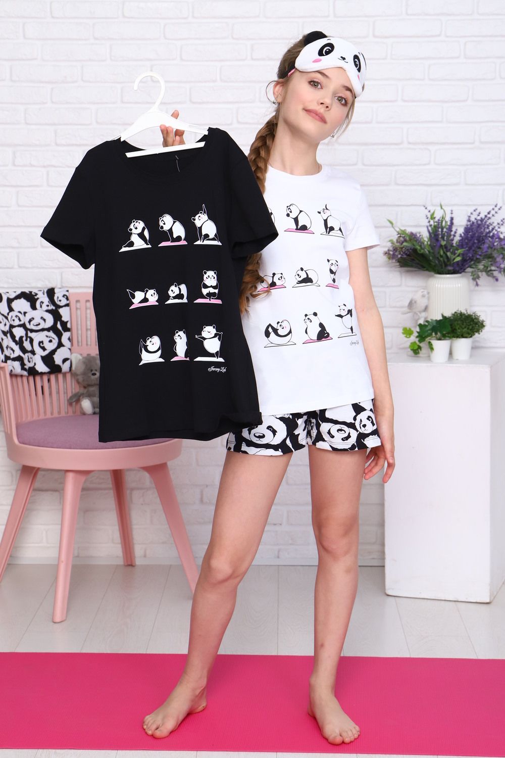 Пижама для девочки Панды Арт.ПД-009-052 - белый