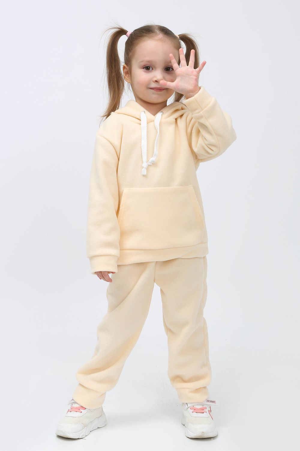 Костюм флисовый с капюшоном арт. КС-ФК - молочный