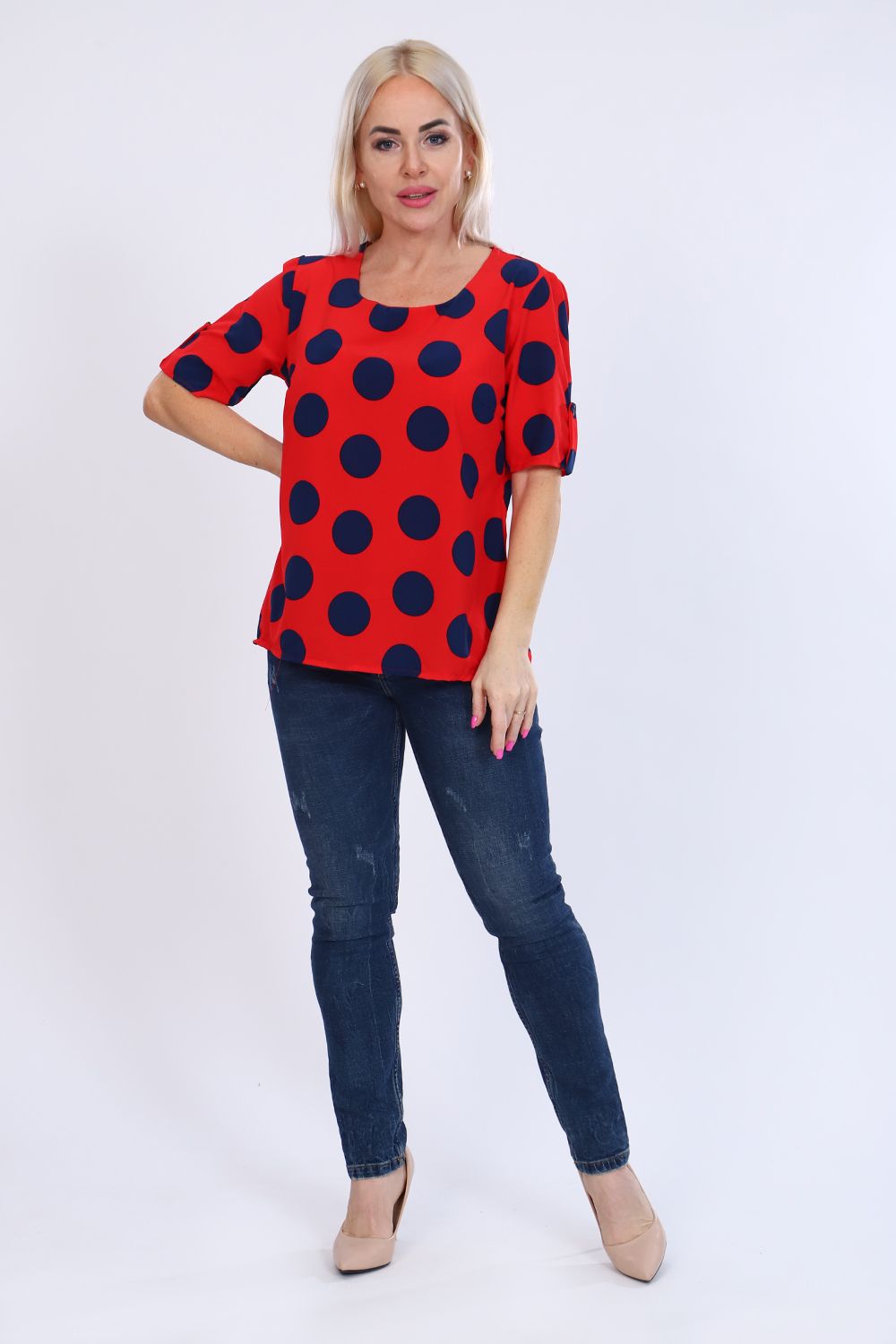 Туника 52251 - красный+синий горох