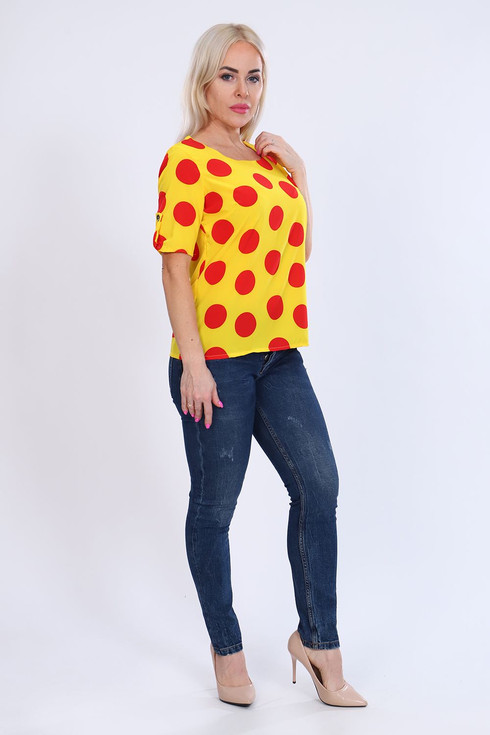 Туника 52251 - желтый+красный горох