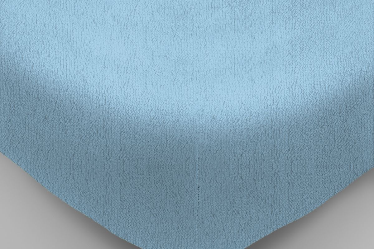 Махровая простынь на резинке - голубой