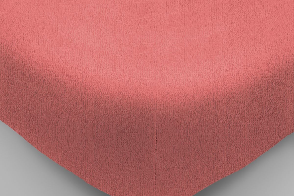 Махровая простынь на резинке - коралл