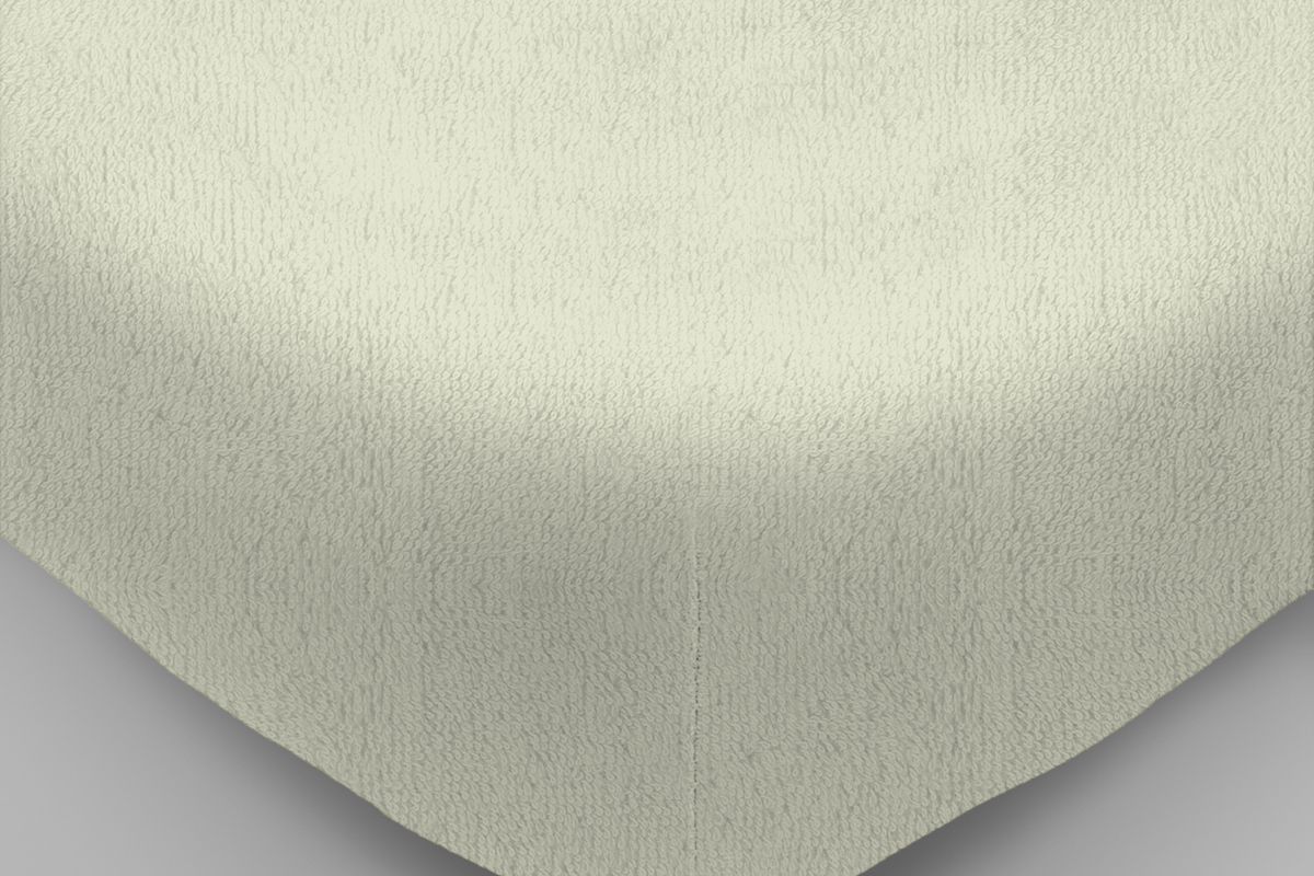 Махровая простынь на резинке - молочный