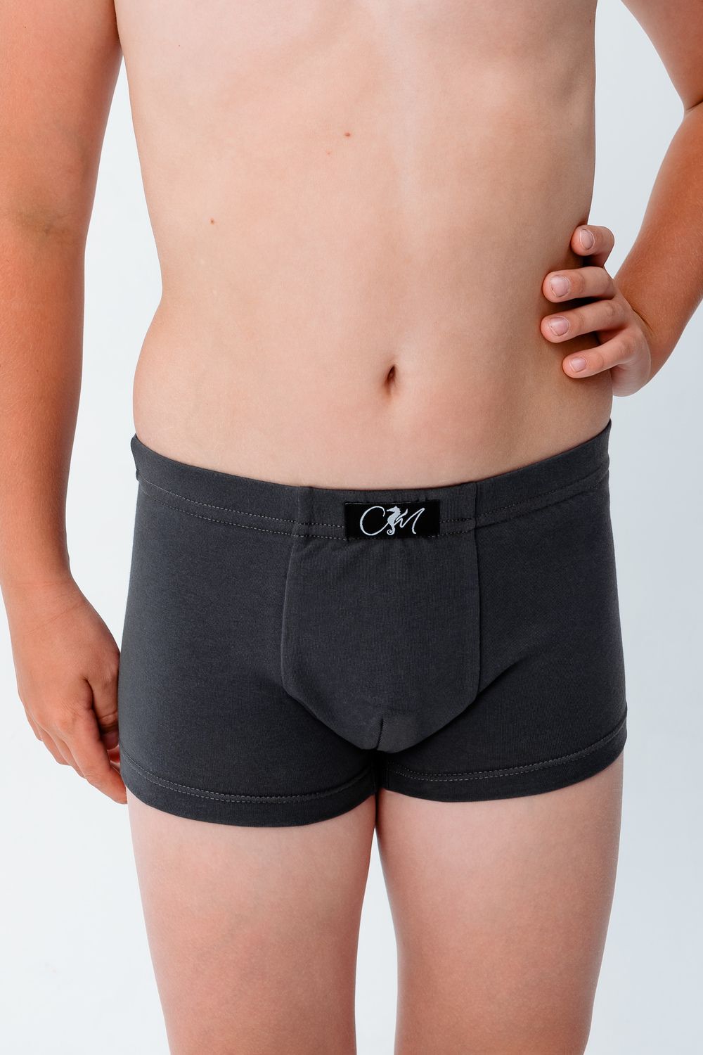 Трусы боксеры на мальчика закрытая резинка БПЗ серые - серый