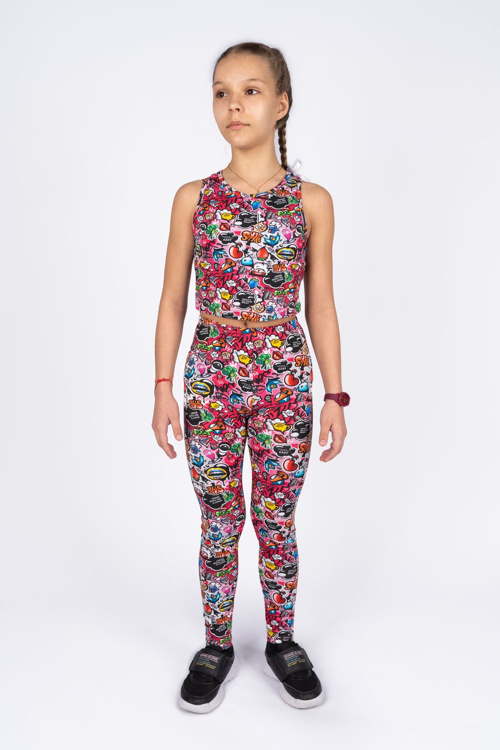 Лосины для девочки 101239 - малиновое граффити