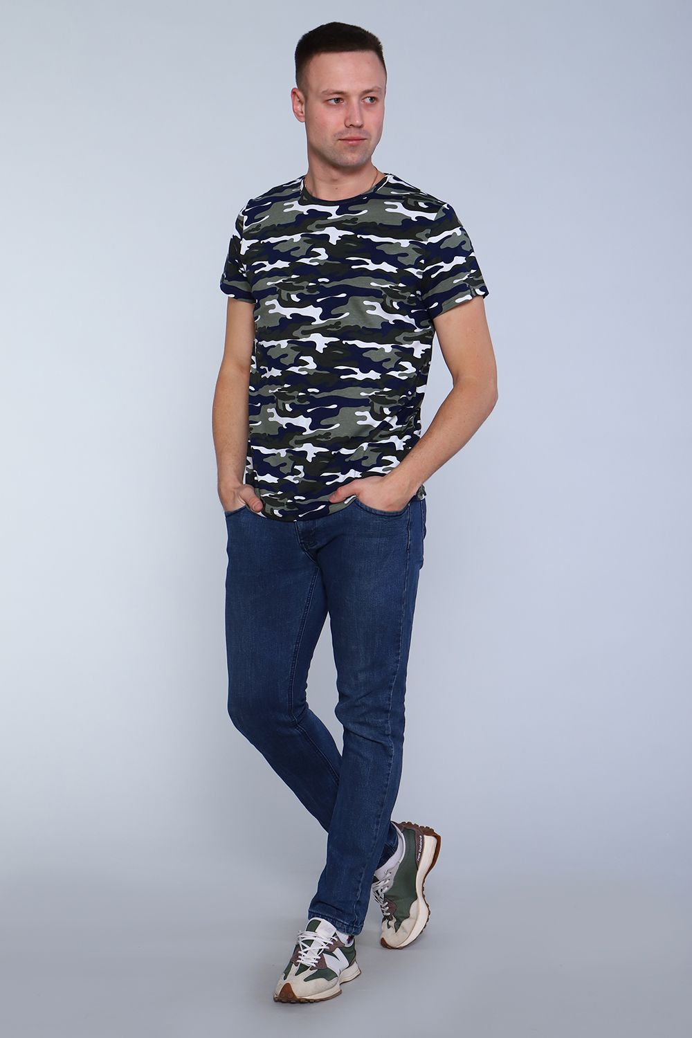 Футболка 36622 - камуфляж с зеленым