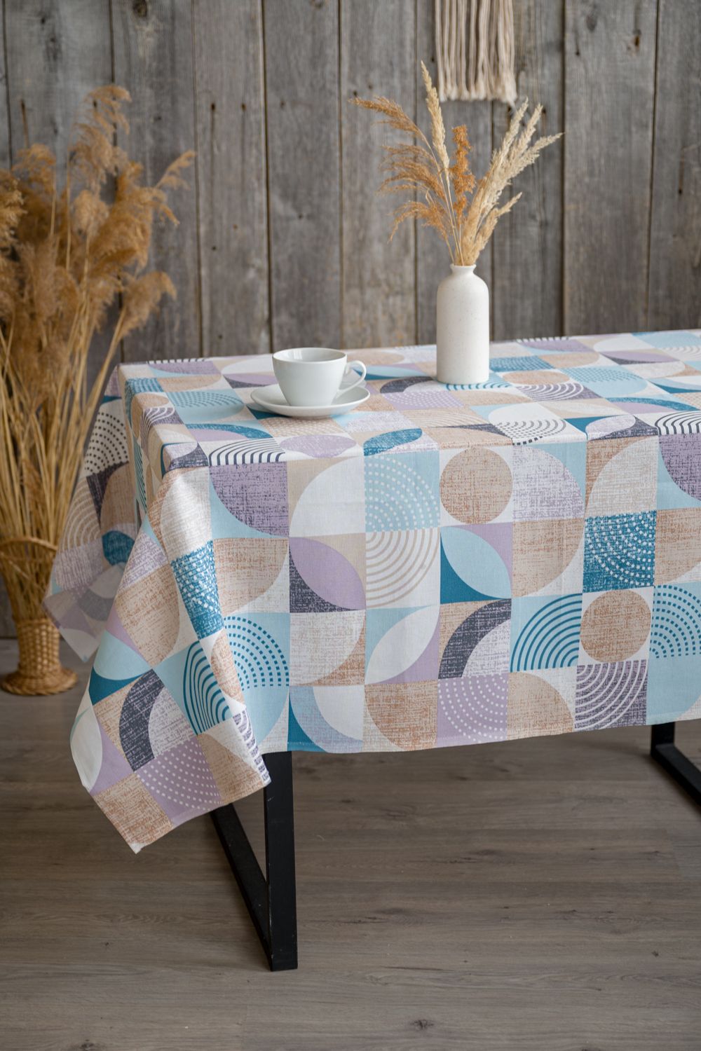 Скатерть Марципан - голубой+серый