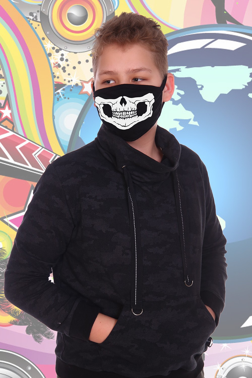Санитарно-гигиеническая маска немедицинского назначения Зиппер (подростковая) - черный