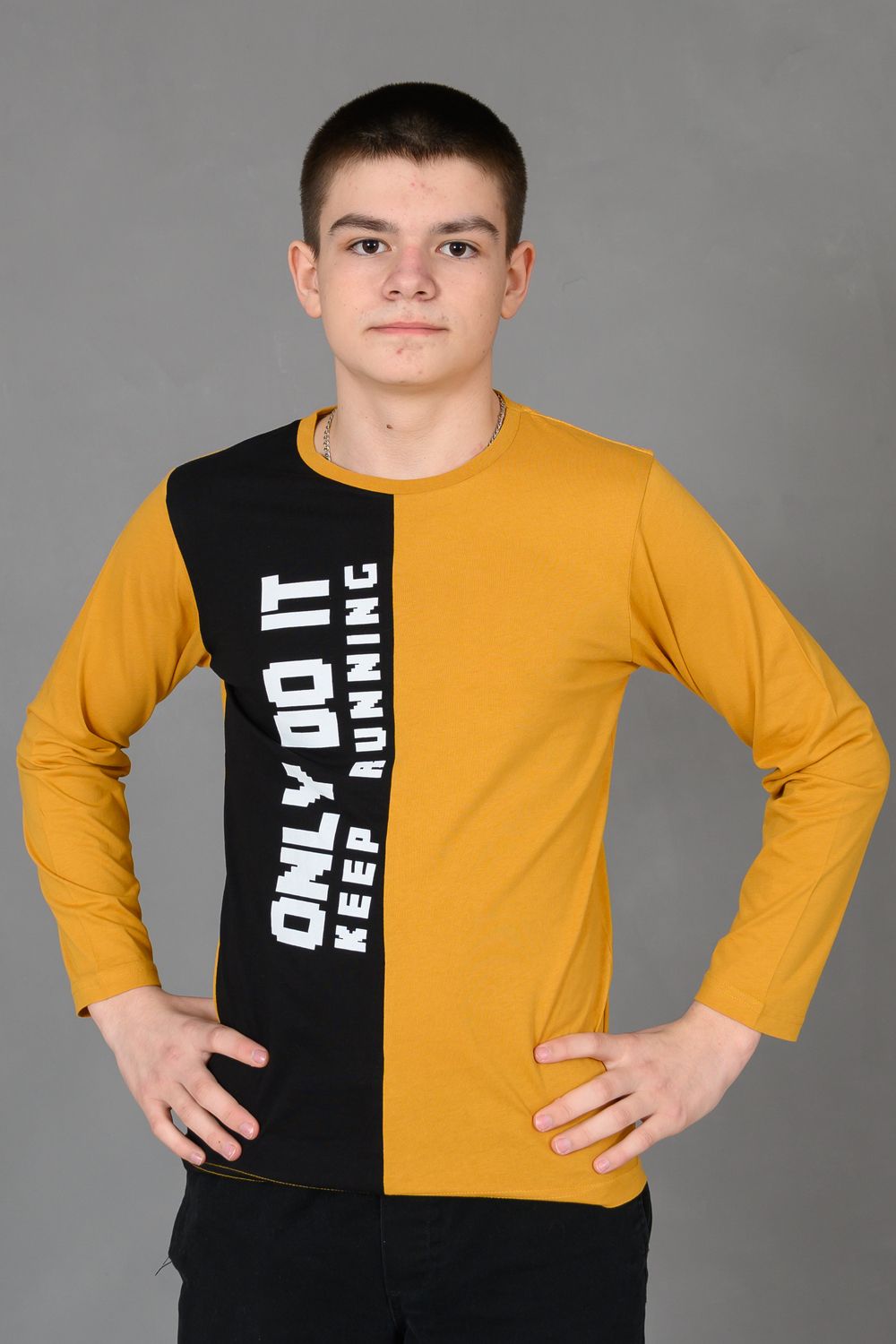 Футболка 83018 подростковая - горчичный