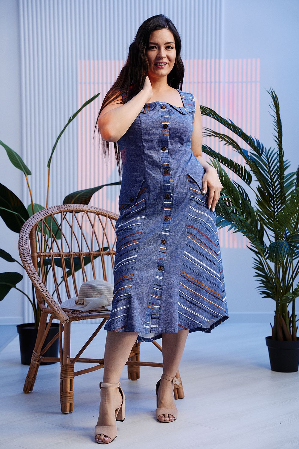 Сарафан 9193 - полоса джинс