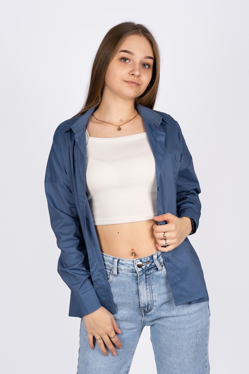 Джемпер (рубашка) женский 6359 - джинс